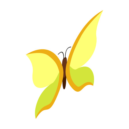 Yellow butterfly icon in isometric 3d style on a white backgroundのイラスト素材
