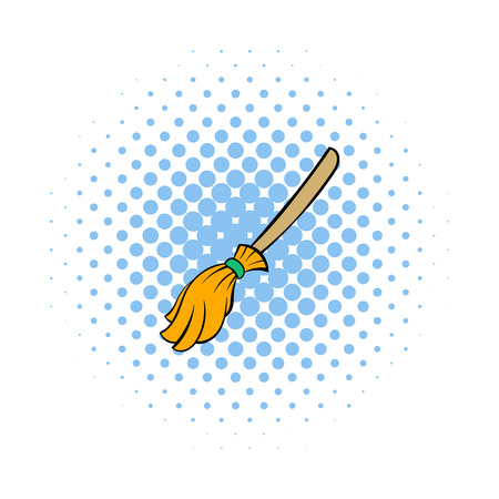 Witches broom icon in comics style on a white backgroundのイラスト素材