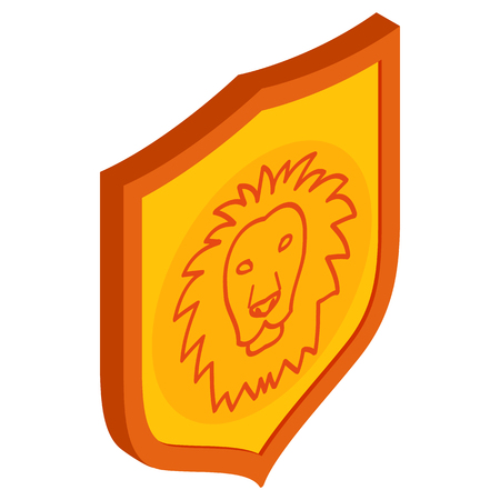 Lion shield icon in isometric 3d style on a white backgroundのイラスト素材