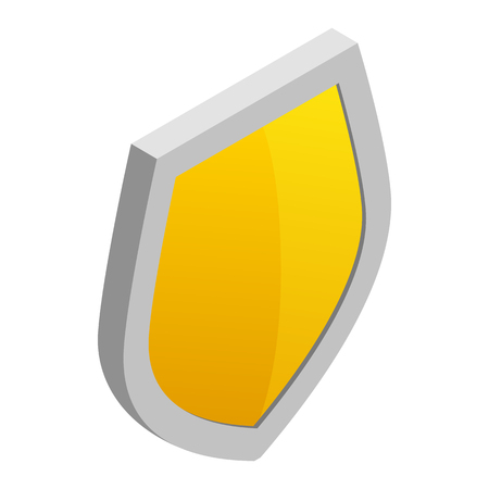 Yellow shield icon in isometric 3d style on a white backgroundのイラスト素材