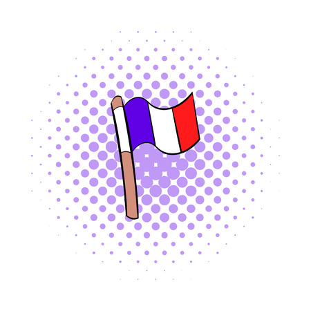 Flag of France icon in comics style on a white backgroundのイラスト素材