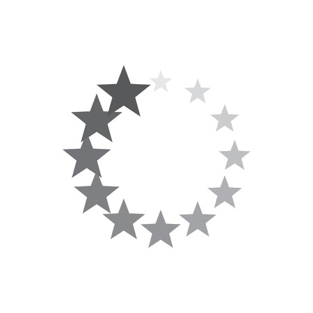 Grey gradiant geometric circle of stars icon in simple style isolated on white backgroundのイラスト素材