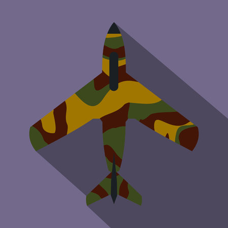 Air force plane icon in flat style on a violet backgroundのイラスト素材