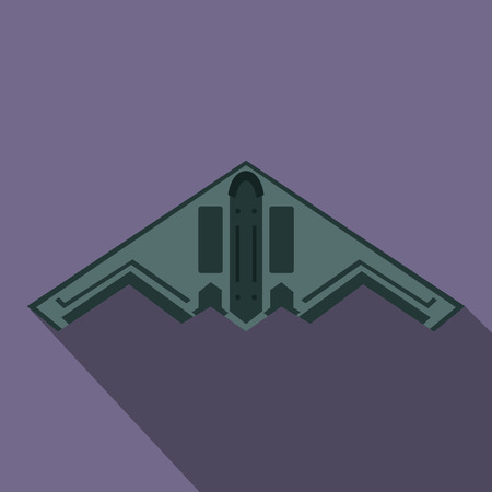 Stealth bomber icon in flat style on a violet backgroundのイラスト素材