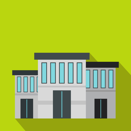 Police building icon in flat style on a green backgroundのイラスト素材