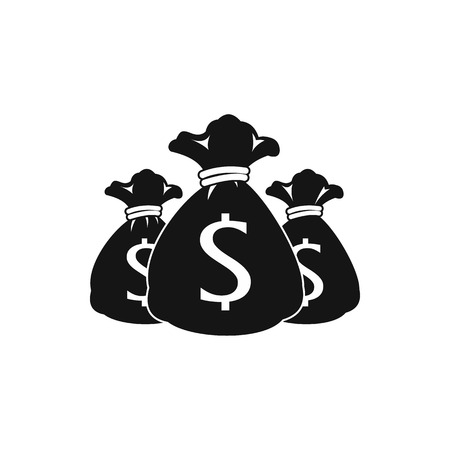 Three money bag or sacks icon in simple style on a white backgroundのイラスト素材