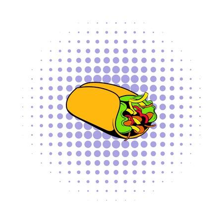 Wrap sandwich icon in comics style on a white backgroundのイラスト素材