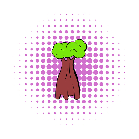 Baobab tree icon in comics style on a white backgroundのイラスト素材