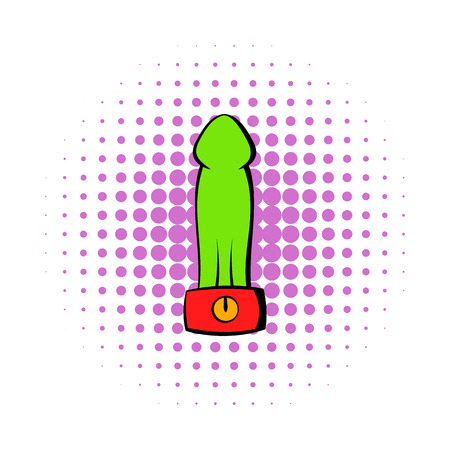 Vibrating sex toy icon in comics style on a white backgroundのイラスト素材