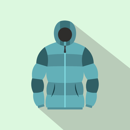 Blue hoodie icon in flat style on a light blue backgroundのイラスト素材