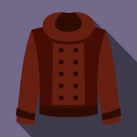 Female jacket icon in flat style on a violet backgroundのイラスト素材