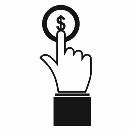 Dollar click sign icon in simple style on a white backgroundのイラスト素材