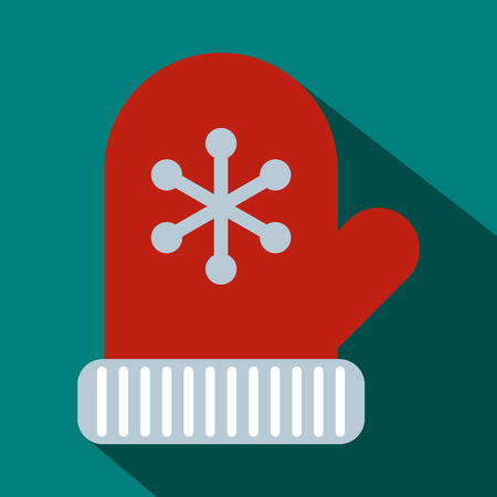 Christmas mitten icon in flat style with long shadowsのイラスト素材