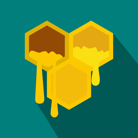 Honeycomb icon in flat style on a blue backgroundのイラスト素材