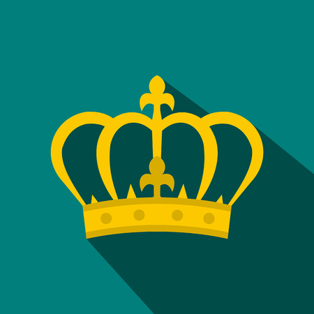Crown icon in flat style on a blue backgroundのイラスト素材