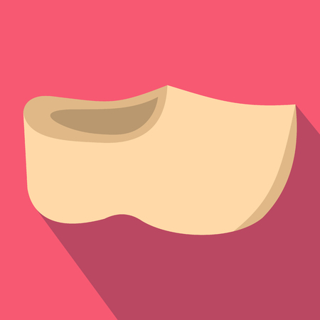 Wooden shoes icon in flat style on a pink backgroundのイラスト素材