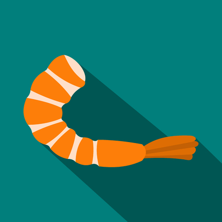 Shrimp icon in flat style on a blue backgroundのイラスト素材