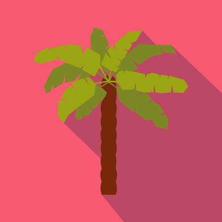 Green palm icon in flat style on a pink backgroundのイラスト素材