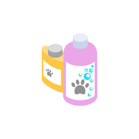 Shampoo and conditioner for animals icon in isometric 3d style isolated on white background. Veterinary medicine and equipment symbolのイラスト素材