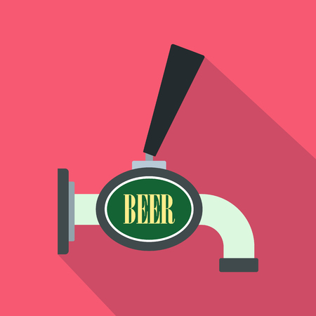 Beer tap icon in flat style on a pink backgroundのイラスト素材