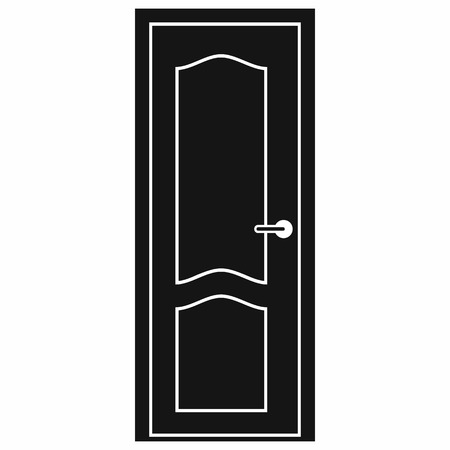 Wooden door icon in simple style on a white backgroundのイラスト素材