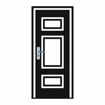 Wooden door icon in simple style on a white backgroundのイラスト素材