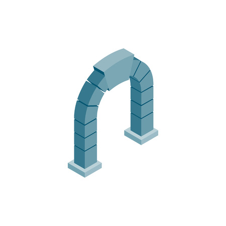 Round blue arch icon in isometric 3d style on a white backgroundのイラスト素材