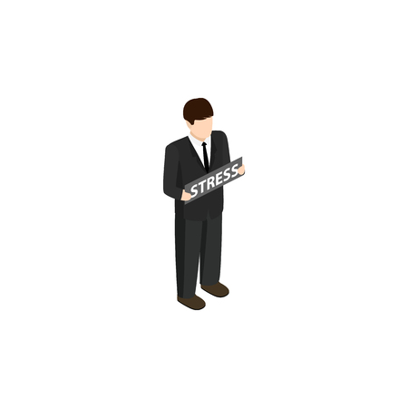 Businessman with stress problems icon in isometric 3d style isolated on white backgroundのイラスト素材