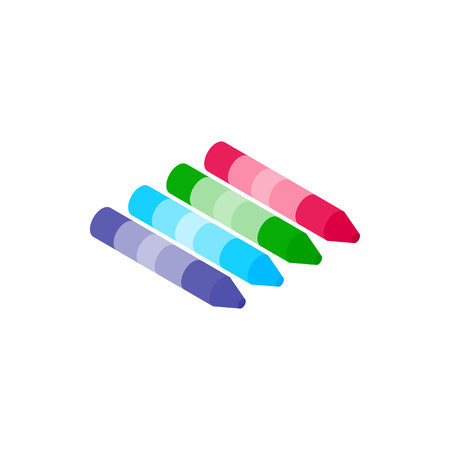 Crayons icon in isometric 3d style isolated on white background. Drawing and art symbolのイラスト素材