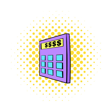 Calculator icon in comics style on a white backgroundのイラスト素材