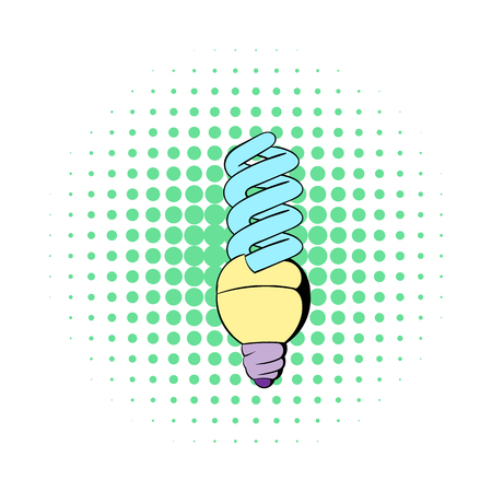 Energy saving lamp icon in comics style on a white backgroundのイラスト素材