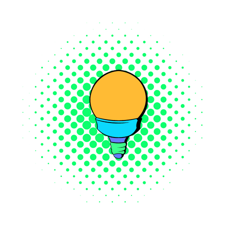 Bulb icon in comics style on a white backgroundのイラスト素材