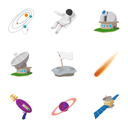 Space icons set, cartoon styleのイラスト素材