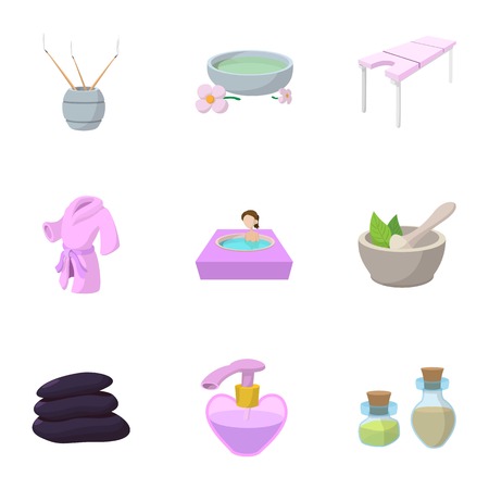 Beauty salon icons set, cartoon styleのイラスト素材