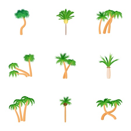 Tree palm icons set, cartoon styleのイラスト素材