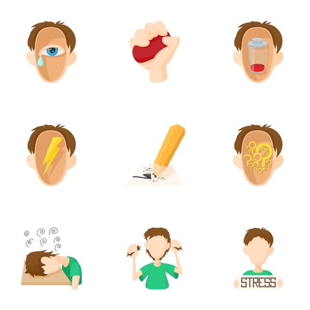 Emotions icons set, cartoon styleのイラスト素材