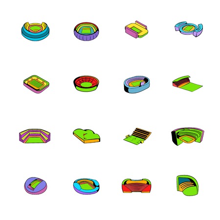 Stadium set icons set cartoonのイラスト素材