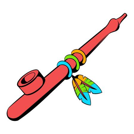 Indian peace pipe icon, icon cartoonのイラスト素材
