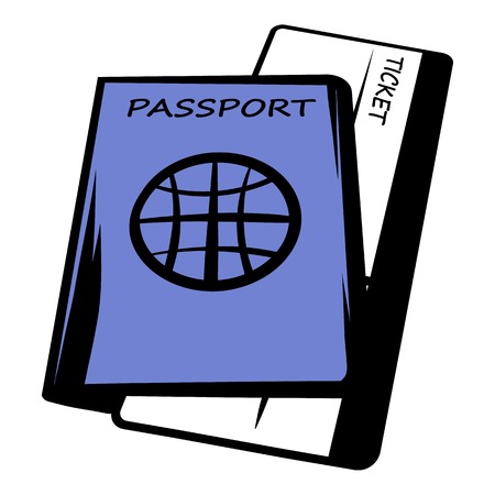 Passport with tickets icon cartoonのイラスト素材