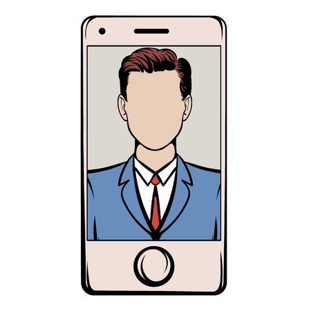 Smart phone with a skype video icon cartoonのイラスト素材
