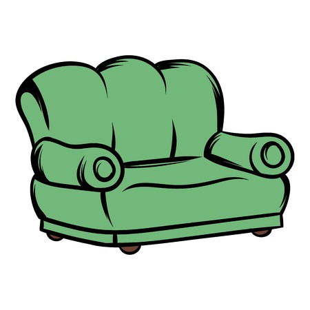 Green sofa icon cartoonのイラスト素材