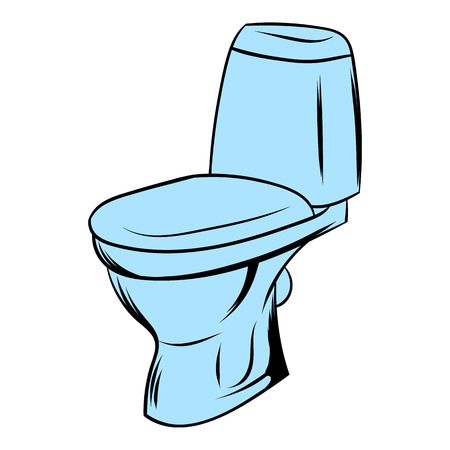 Blue toilet icon cartoonのイラスト素材