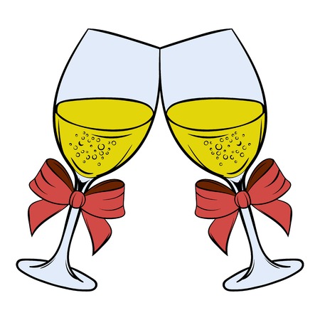 Two glasses of champagne icon cartoonのイラスト素材