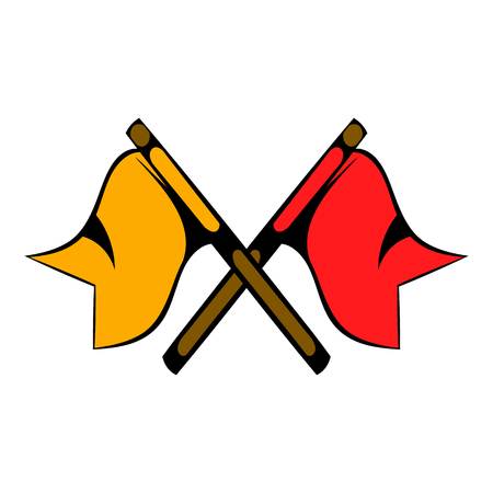 Red and yellow flag icon cartoonのイラスト素材