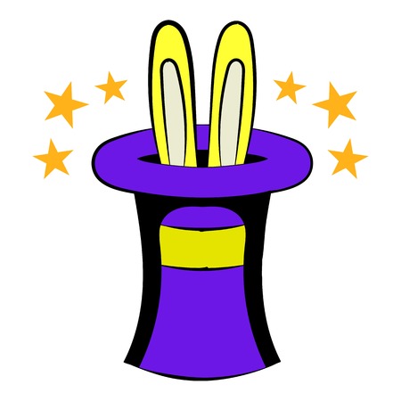 Rabbit in the hat icon cartoonのイラスト素材