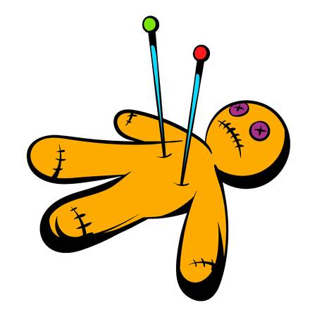 Voodoo doll icon, icon cartoonのイラスト素材