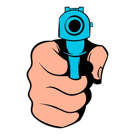 Hand pointing with the gun icon, icon cartoonのイラスト素材