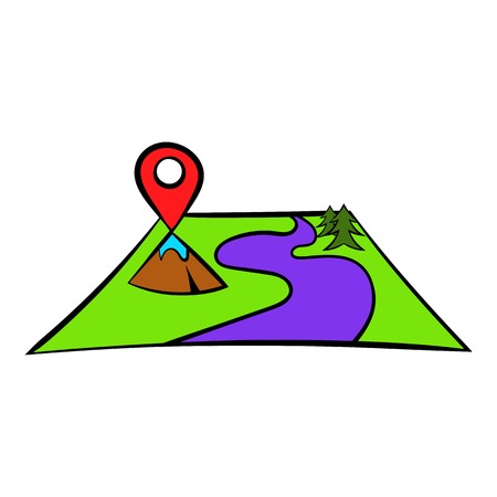 Map with pin pointers icon, icon cartoonのイラスト素材