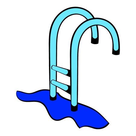 Stairs to the pool icon cartoonのイラスト素材