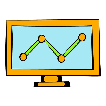 Graph on the computer monitor icon, icon cartoonのイラスト素材